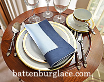 Multicolored Hemstitch Dinner Napkin. Baby Blue & Navy colored